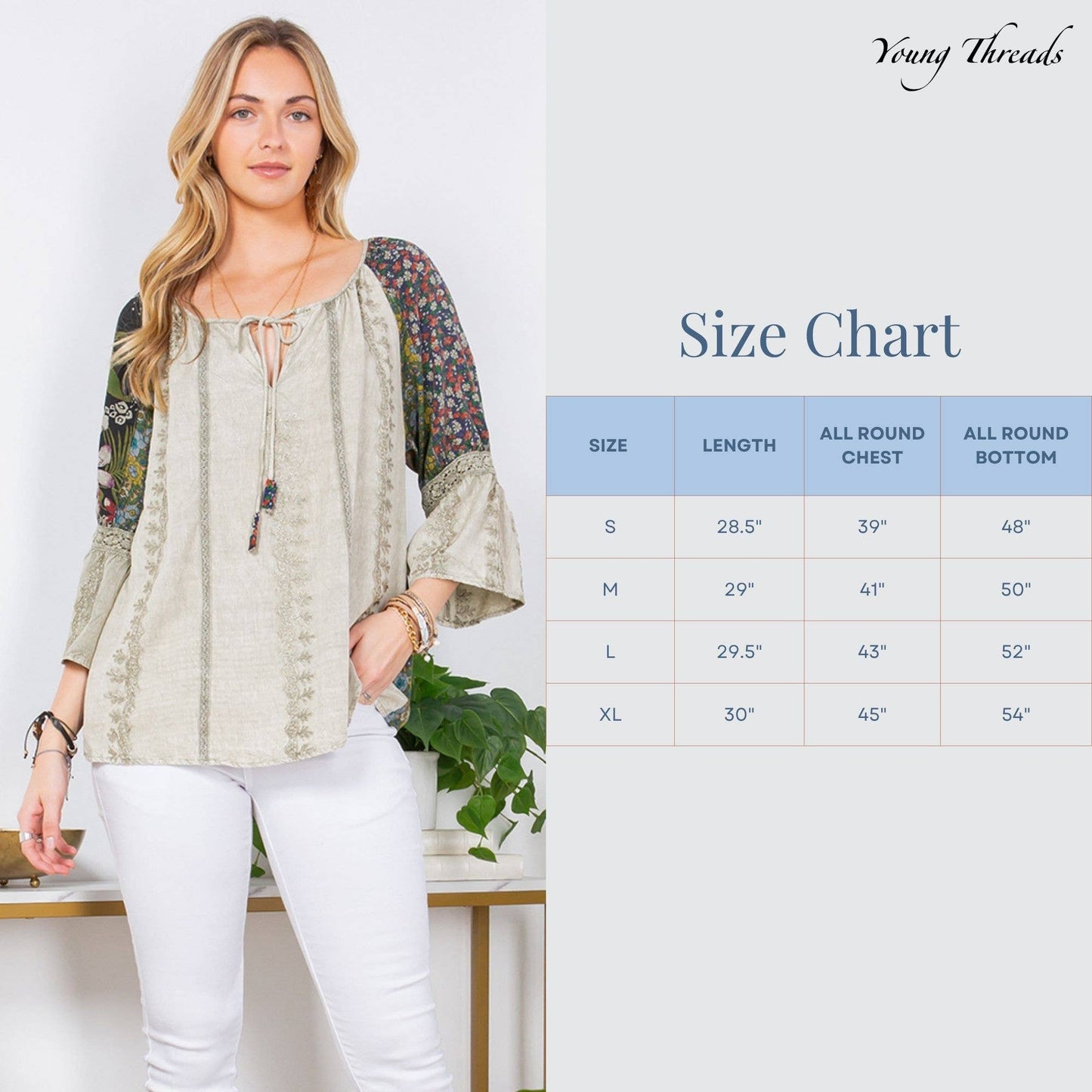 Olive overdyed rayon boho peasant top with embroidery and lace, photo 7 of 7