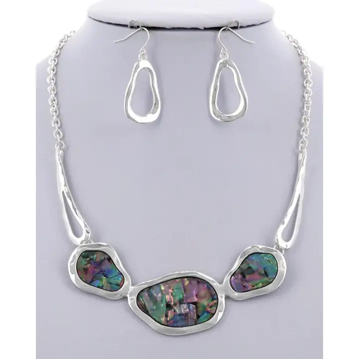Abalone Bib Necklace Set