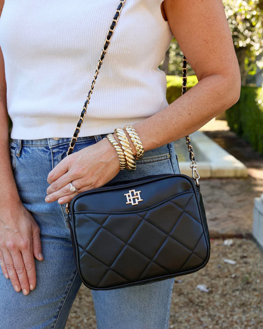 Fiona Quilted Vegan Leather Crossbody - Black, photo 2 of 2