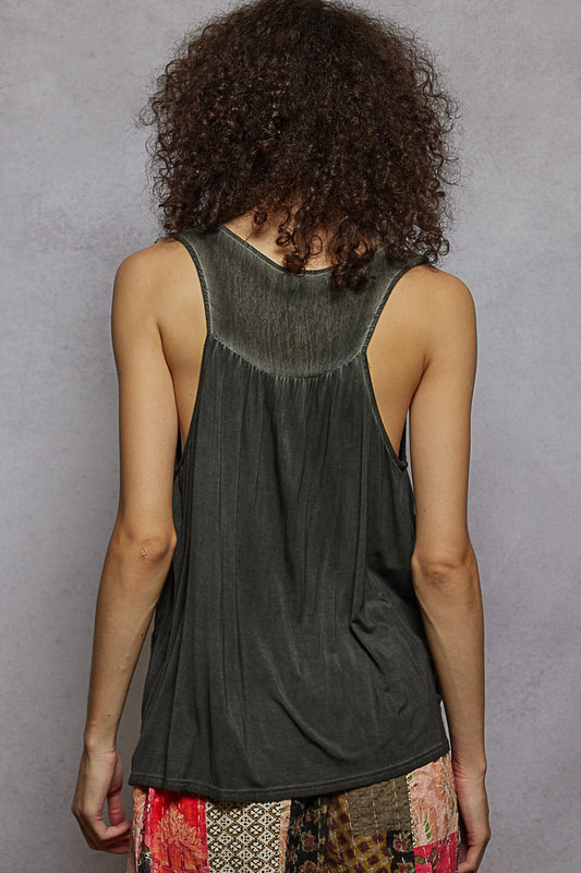Floral Lace Crochet Sleeveless Crop Top - Black, 94% rayon, 6% spandex, photo 2 of 2
