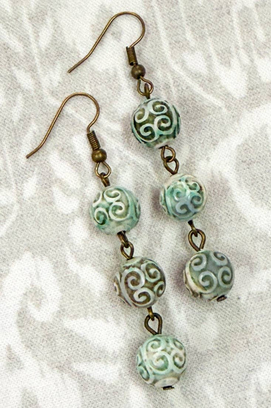 Georgia Beaded Fishhook Earrings, natural stone beads, photo 2 of 2
