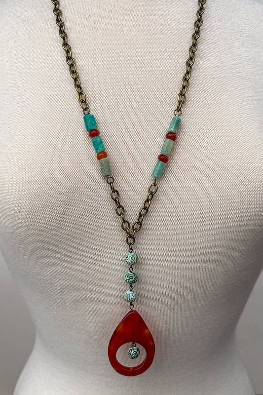Georgia Long Beaded Necklace - Amazonite, photo 2 of 3
