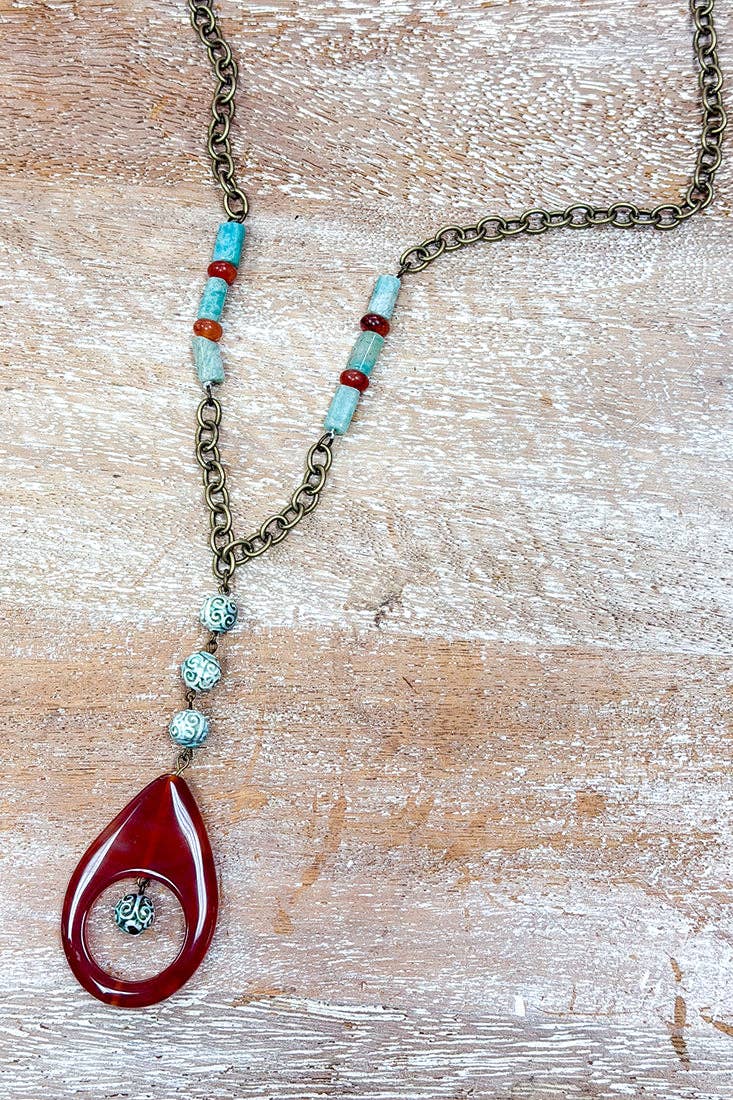 Georgia Long Beaded Necklace - Amazonite, photo 3 of 3