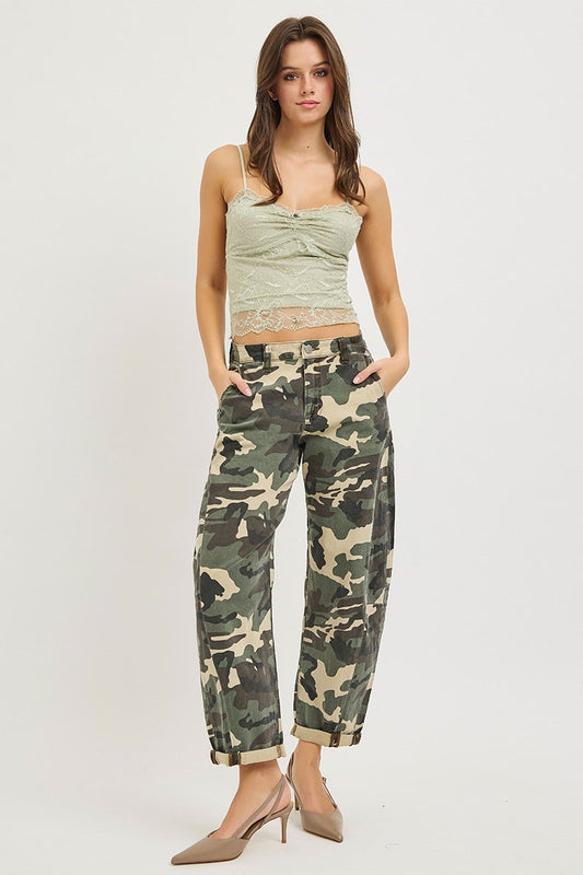 High Rise Barrel Roll-Up Pants - Faded Camo, photo 2 of 4