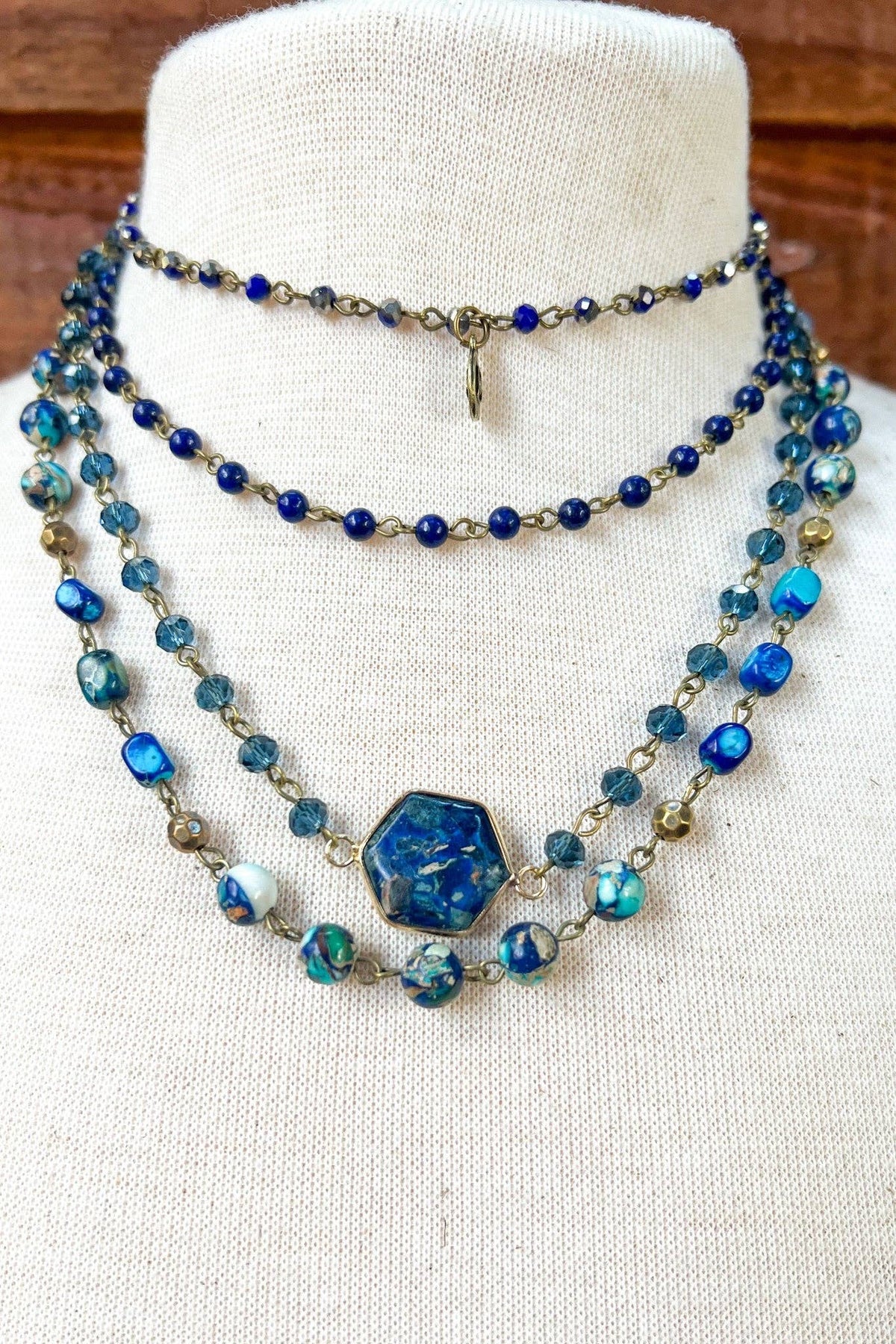 Janet Convertible Beaded Necklace - Blue, photo 7 of 7