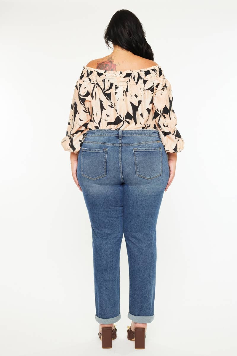 Kan Can Plus Mid Rise Slim Boyfriend Jeans - Dark Wash, photo 7 of 7