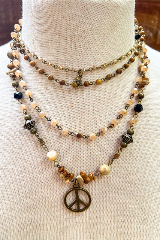 Laurie Convertible Beaded Necklace - Peace Pendant, photo 2 of 2