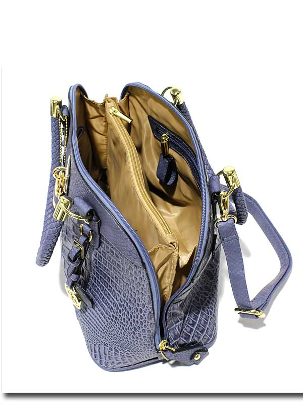 Lucy Croco-Embossed Genuine Leather Dome Satchel, photo 3 of 3