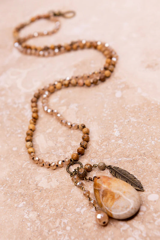 Meadow Adjustable Charm Necklace - Taupe Mix, photo 2 of 2