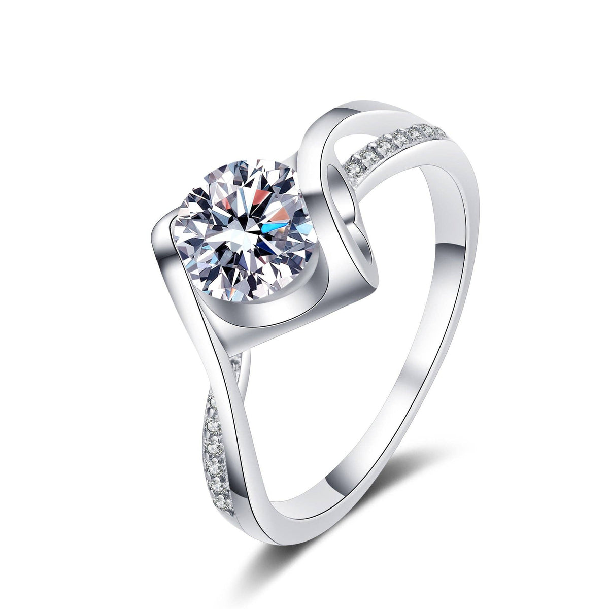 Moissanite Pave Ring - Sterling Silver, Size 7, photo 5 of 5