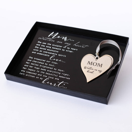Mom, Written on My Heart Pewter Memorial Ornament, photo 2 of 4