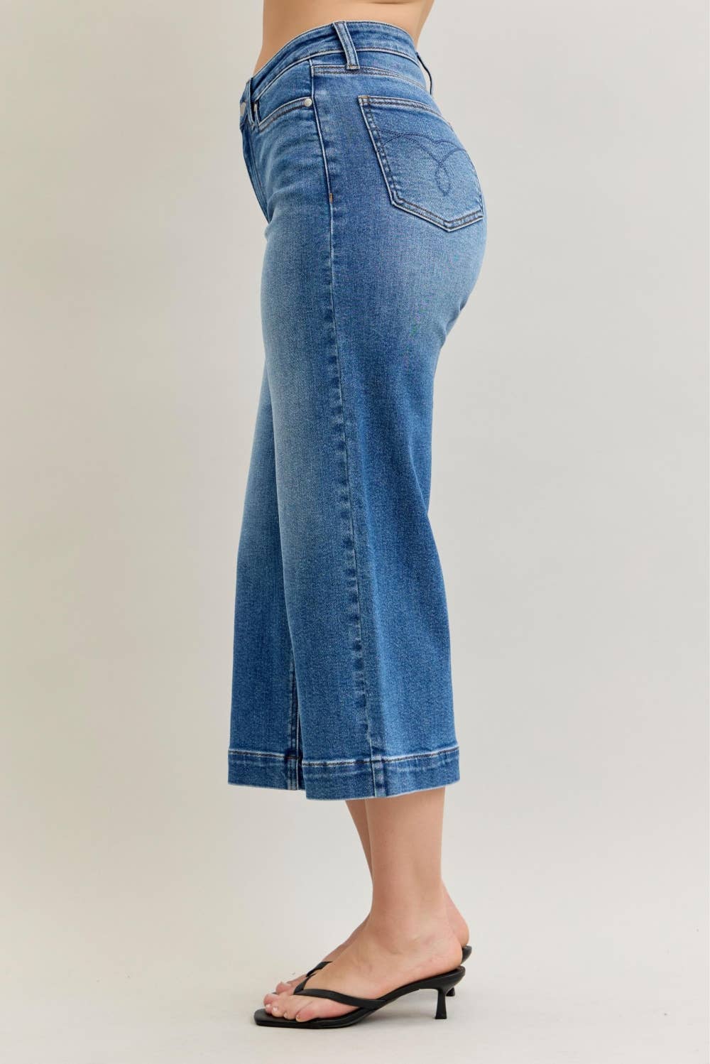 Judy Blue Mid Rise Wide Crop Jeans - Vintage Pockets & Wide Hem, photo 5 of 5