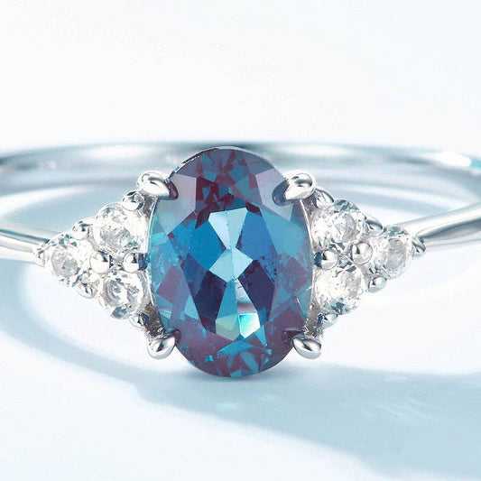 Oval Alexandrite Ring - Sterling Silver, Size 8, photo 2 of 3