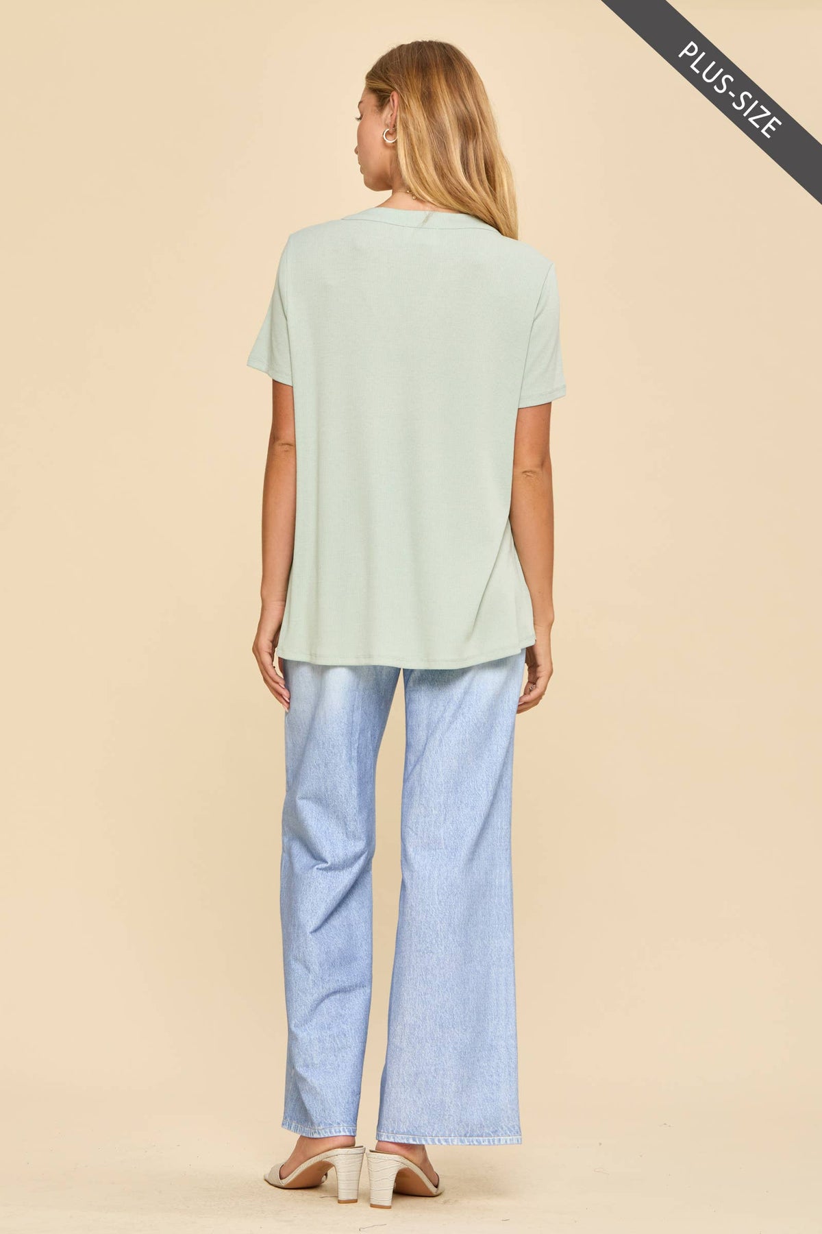 Baby Ribbed Boyfriend Knit Top - Mint (Plus Size), photo 3 of 3