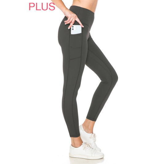 Plus Size Fleece-Lined Activewear Leggings - Black, photo 2 of 6