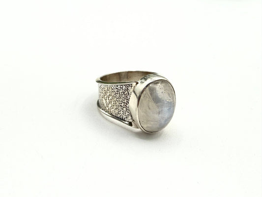 Rainbow Moonstone Sterling Silver Ring - Size 11, photo 2 of 5