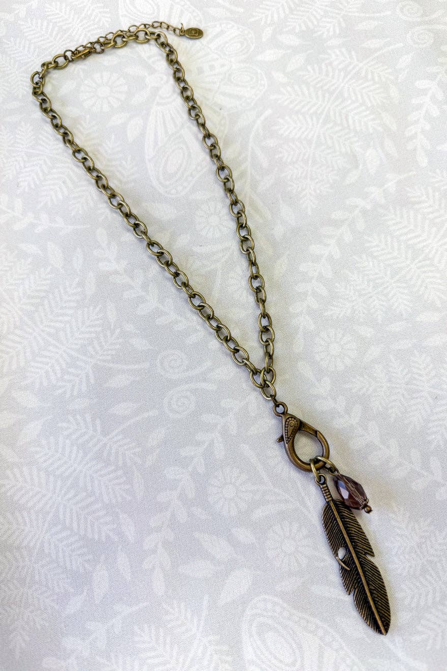 Reva Bronze Leaf Charm Necklace, photo 4 of 4