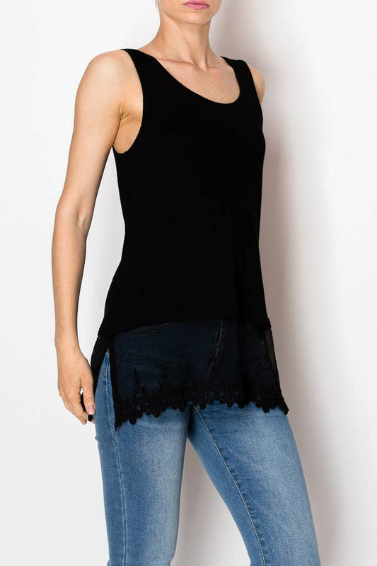 Soft Relaxed Tank with Floral Lace Hem, photo 2 of 4