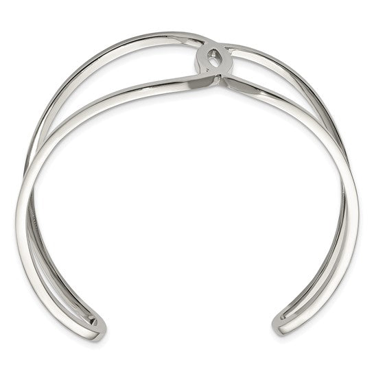 Polished stainless steel cuff bangle (view 3)