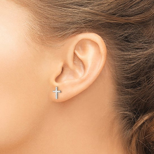 Sterling Silver Latin Cross Stud Earrings, photo 2 of 2