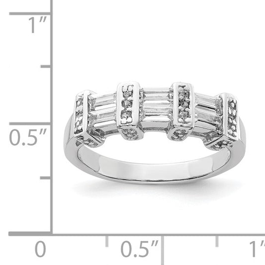 Sterling silver polished rhodium-plated cubic zirconia ring, size 8, photo 2 of 4