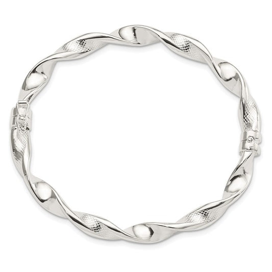 Sterling Silver Twisted Hinged Bangle, photo 2 of 3