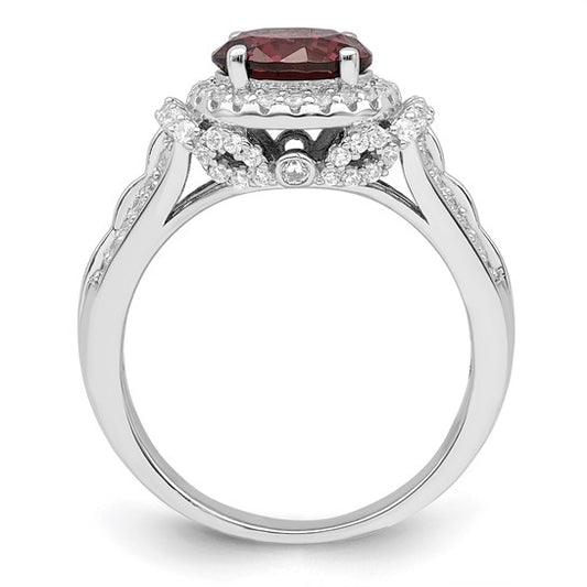 Smoky Pink Topaz & White CZ Sterling Silver Ring - Size 6, photo 2 of 2