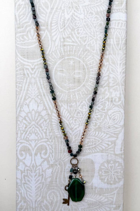 Suki Adjustable Beaded Necklace - India Agate, photo 2 of 6