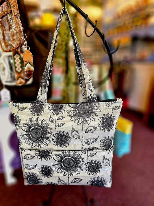 Handmade sunflower print weekender tote bag, photo 2 of 3