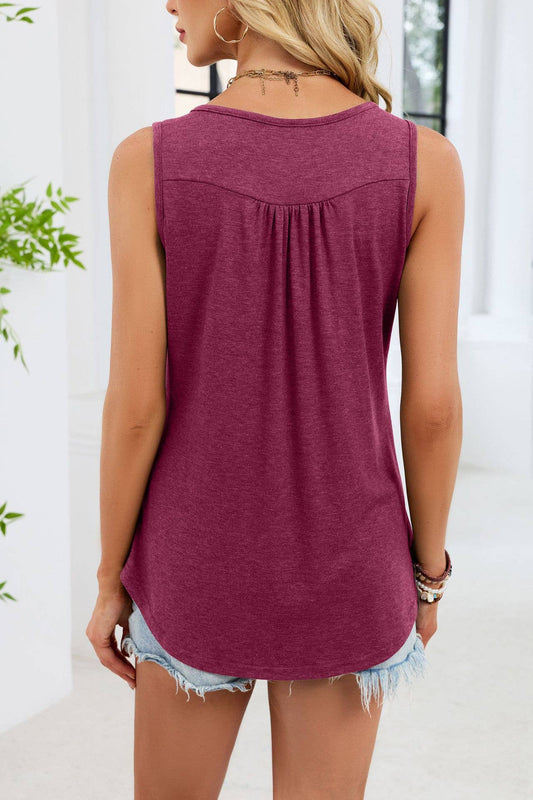 V-Neck Eyelet Knit Short Sleeve Top - Burgundy, photo 2 of 6