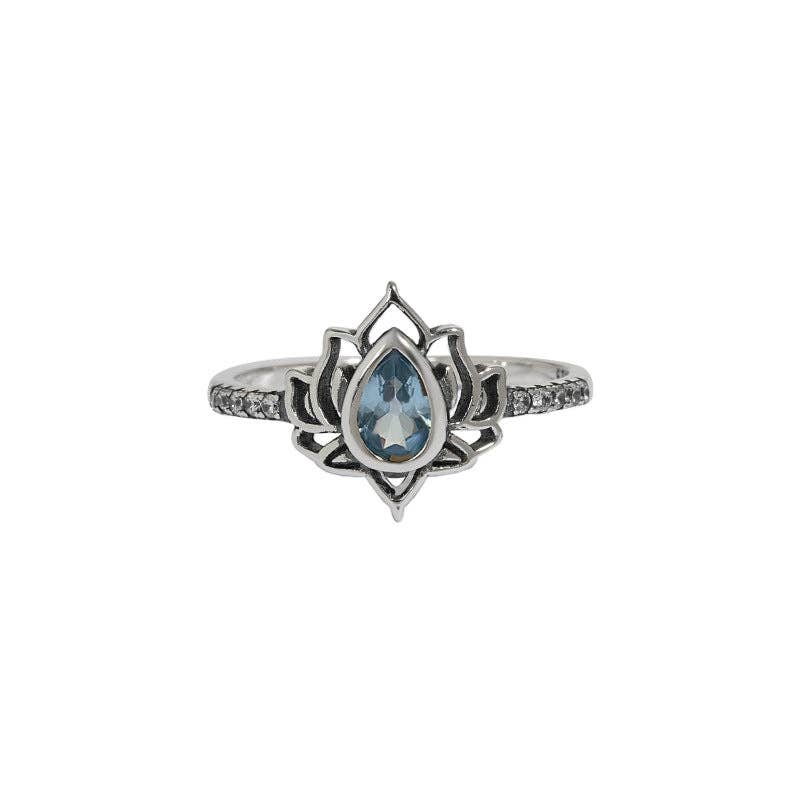 Vintage Lotus Flower Statement Ring - Purple, Size 7, photo 7 of 7