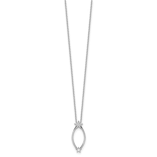 White Ice Diamond Stars Necklace - Rhodium-Plated Sterling Silver, 18", photo 2 of 3