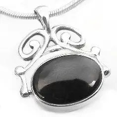 Sterling Silver Black Onyx and Mother of Pearl Reversible Necklace