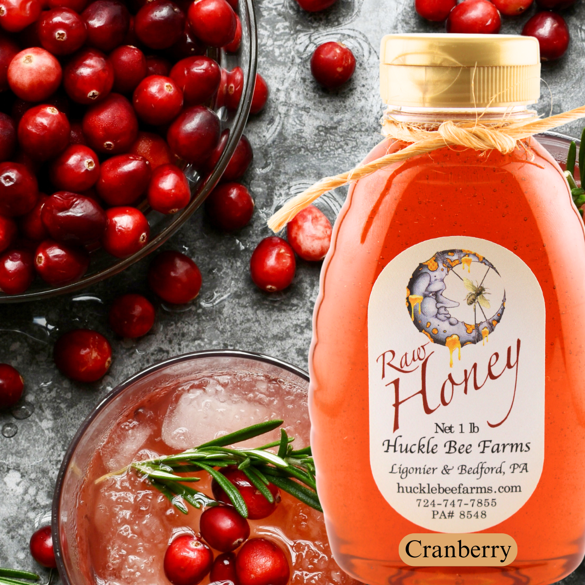 Cranberry Infused Honey: 1 Lb