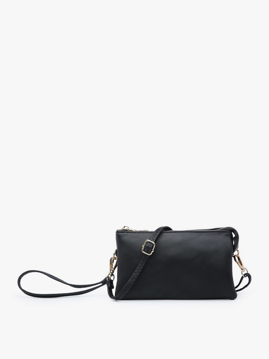 Riley 3 Compartment Crossbody/Wristlet: Black