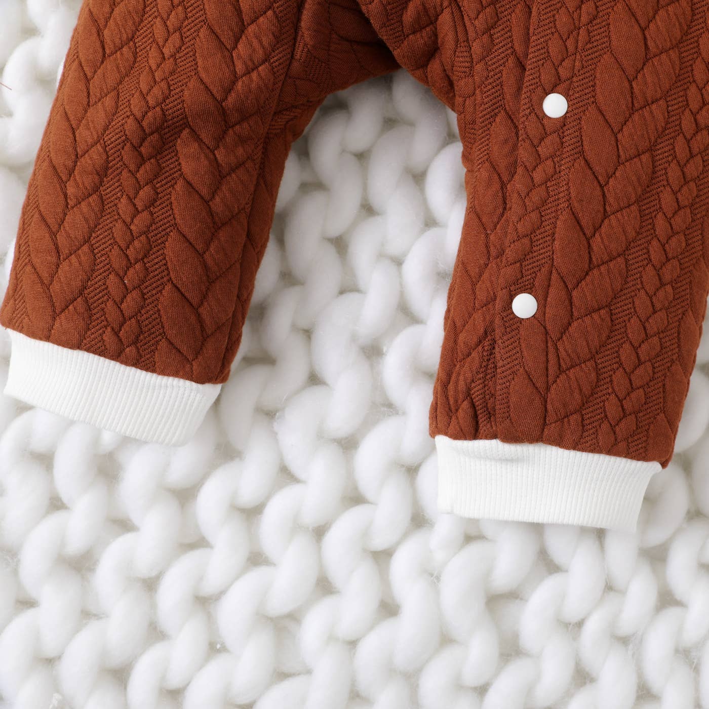 Baby Bear Knit Jumpsuit Onesie: Brown / 12-18M