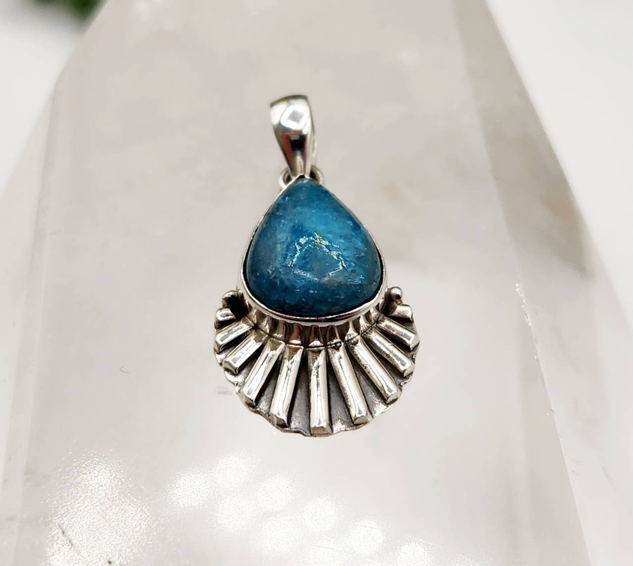 Blue Apatite Gemstone Pendant-Sterling Silver(925)