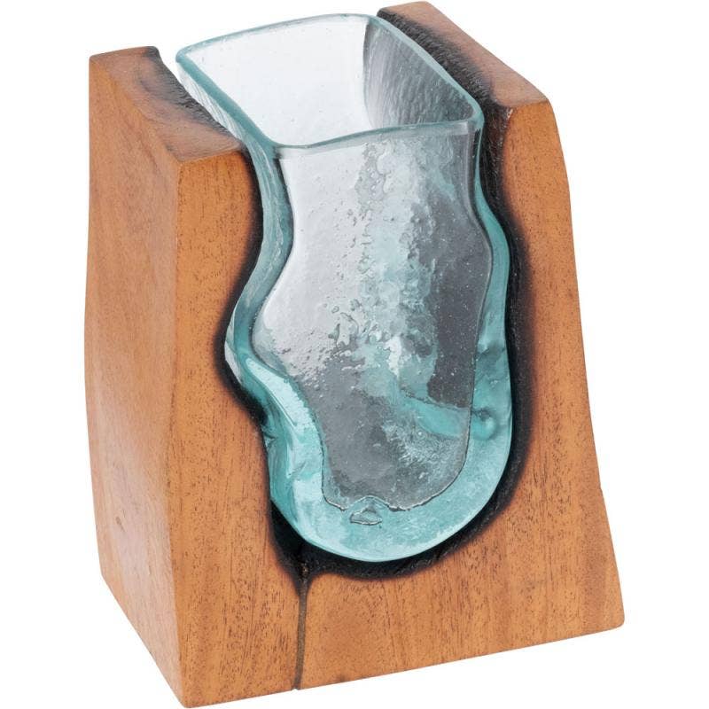 SMALL RECTANGULAR MOLTEN GLASS VASE