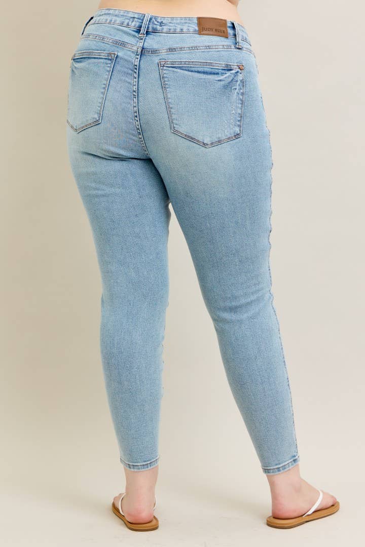 PLUS Mid Rise Tummy Control Vintage Wash Skinny