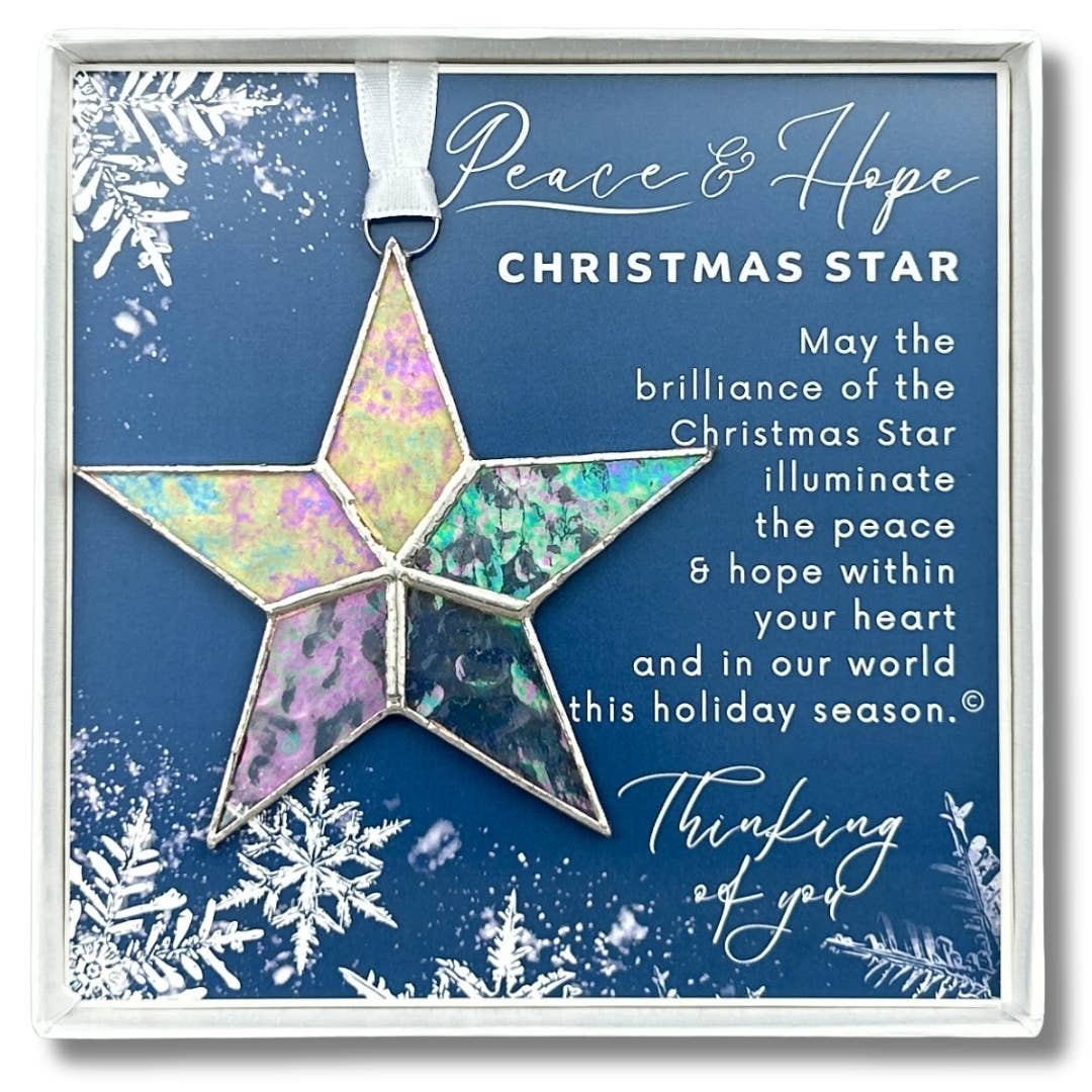 Peace & Hope Christmas Star Ornament Stained Glass 7728