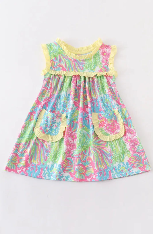 Floral Ruffle Pocket Dress 4T