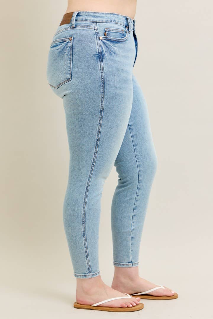 PLUS Mid Rise Tummy Control Vintage Wash Skinny