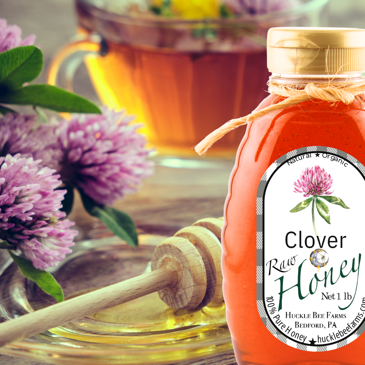 Raw Clover Honey: 1 lb Bottle
