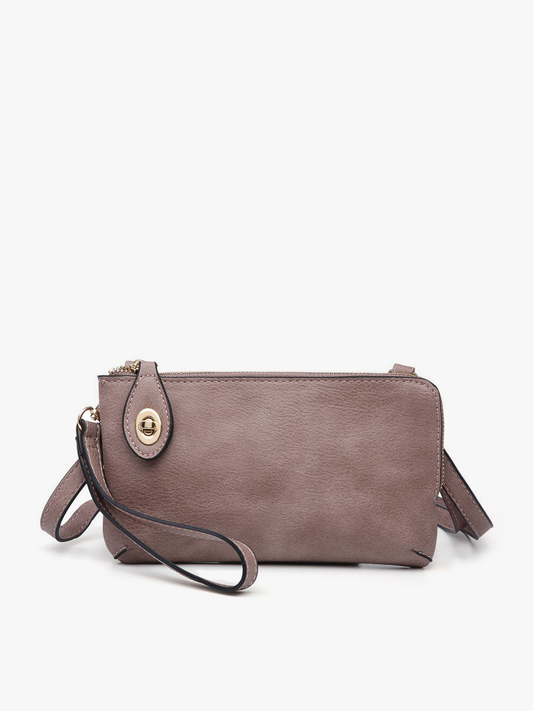 Kendall Crossbody/Wristlet w/ Twist Lock Closure: Rosewood
