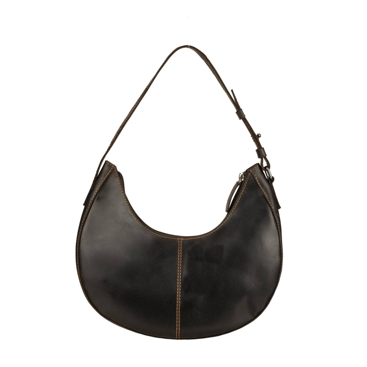 Selene Hobo Leather Shoulder Bag: Brown