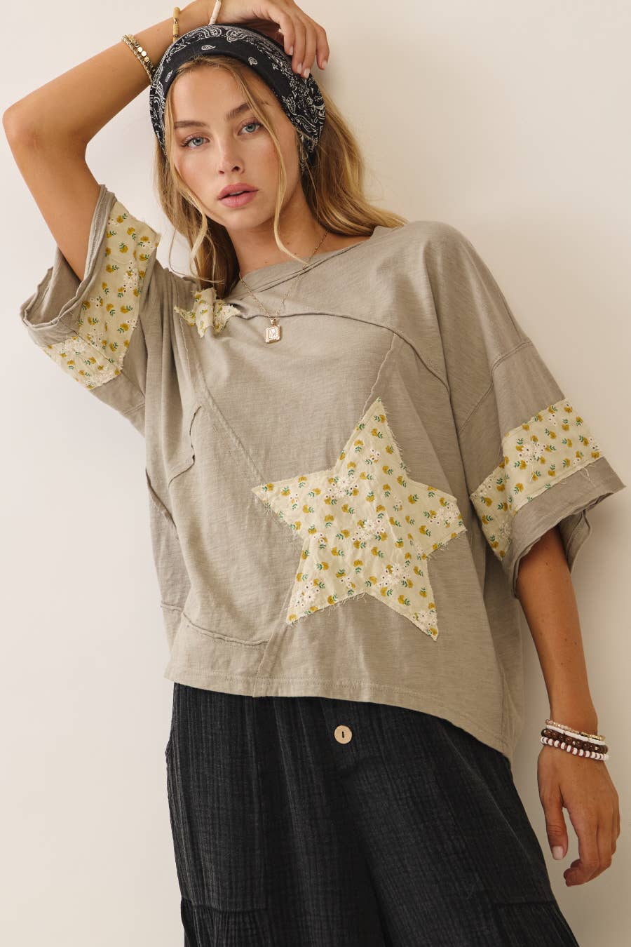 Relaxed-fit Cotton Top: Smokey Grey