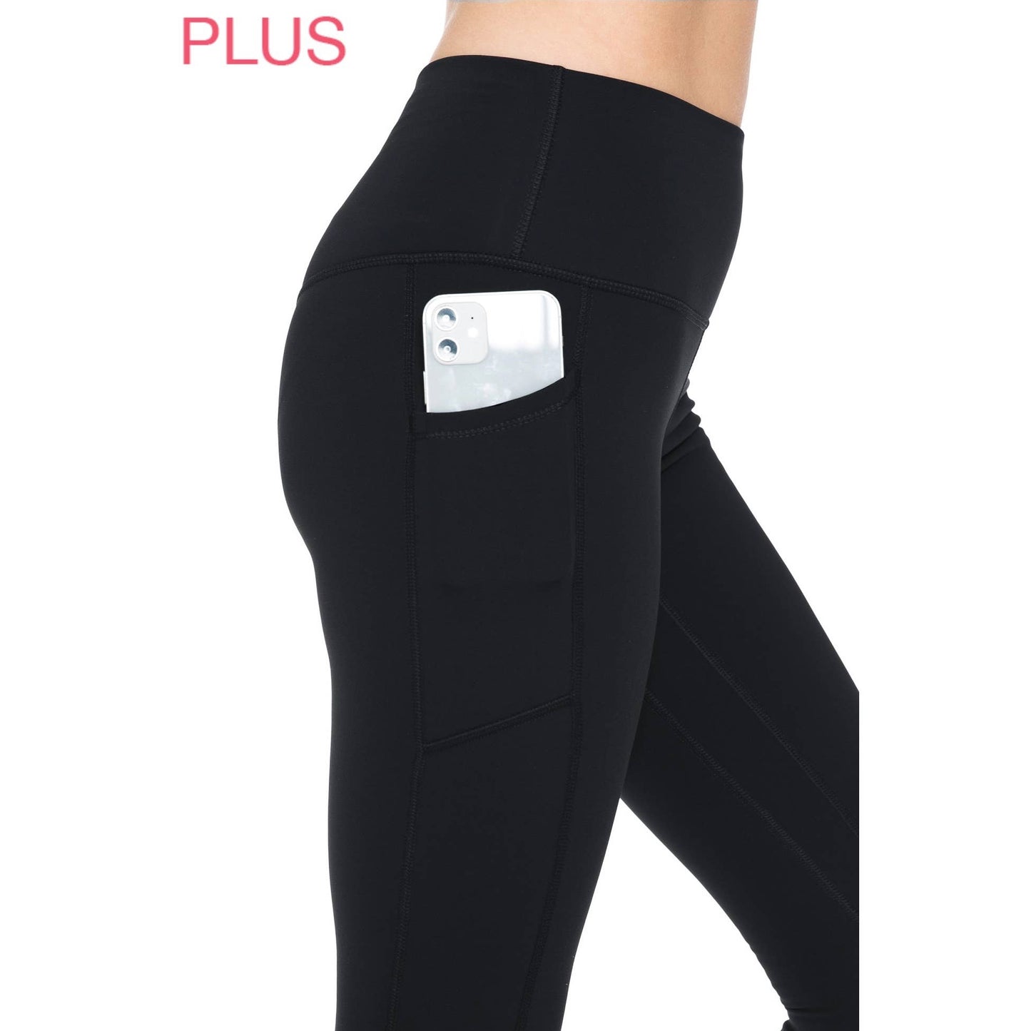 Plus Size Fleece Lined Activewear Leggings: Black