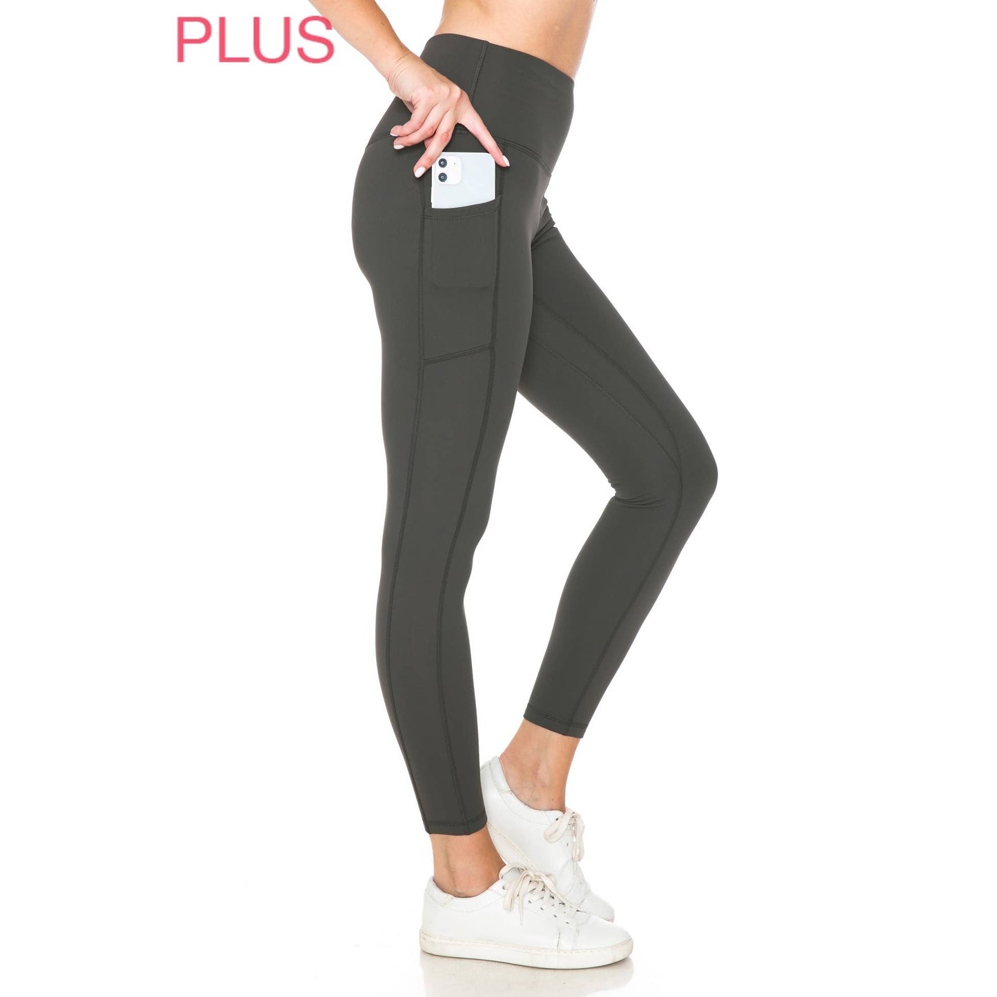 Plus Size Fleece Lined Activewear Leggings: Black