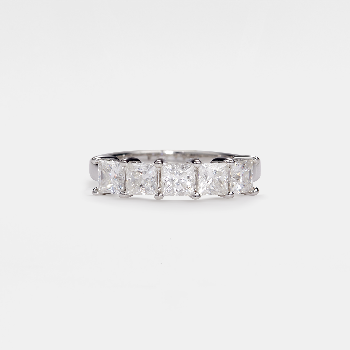 Square Moissanite Band/ Ring in 925 Sterling Silver Size 7