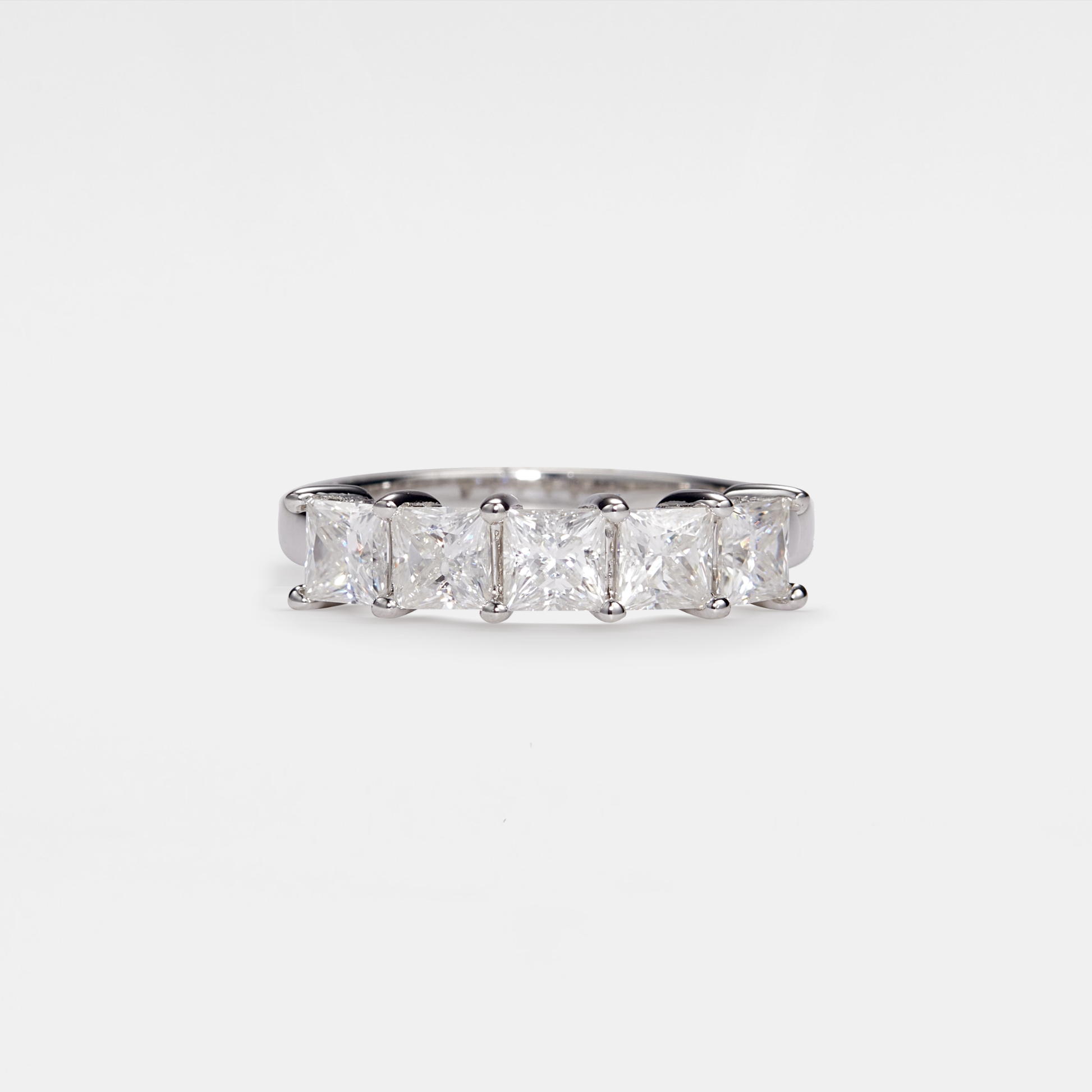 Square Moissanite Band/ Ring in 925 Sterling Silver Size 7
